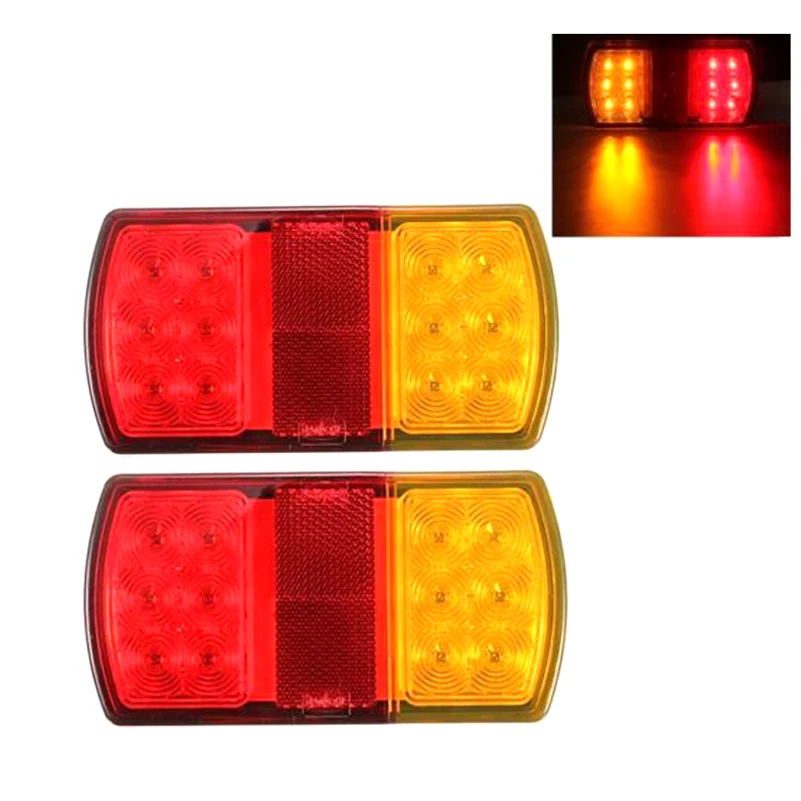 

1Pair Waterproof 24 LED Taillights Truck Lorry Stop Rear Tail Light Auto Car Signal Lamp Caution Indicator Fog Light Red Amber