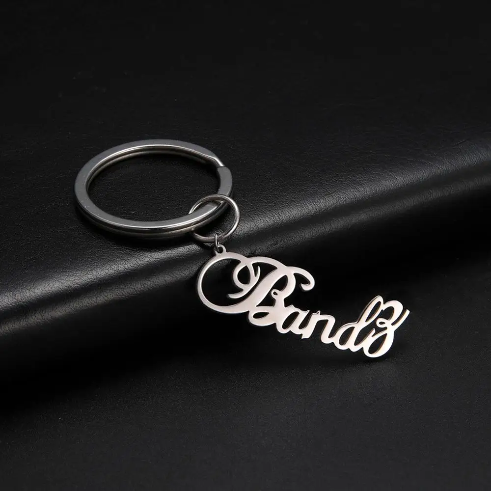 Skyrim Custom Keychain Stainless Steel Customized Personalized Name Nameplate Letter Keyring Key Chains Gift for Women and Men