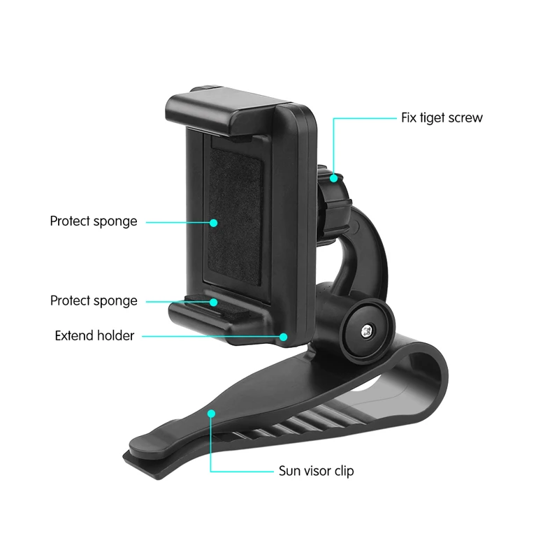 Car Sun Visor Phone Holder Stand Universal Car Clip Sun Visor Cell Phone Holder Mount For iphone X GPS Holder in Car Mobile Clip