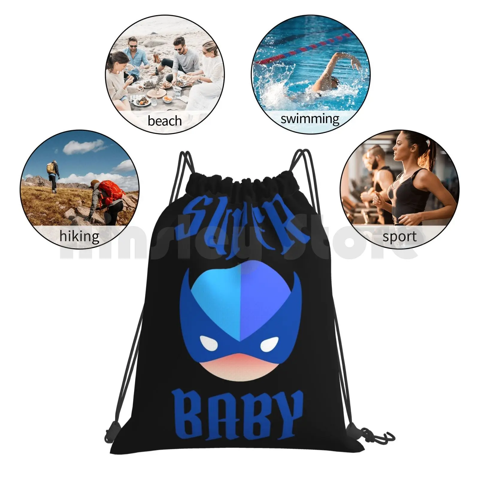 حقيبة ظهر سوبر بيبي برباط حقيبة رياضية مقاومة للماء Zookla Baby Superbaby Super Baby Super Boy Baby Boy Baby Girl