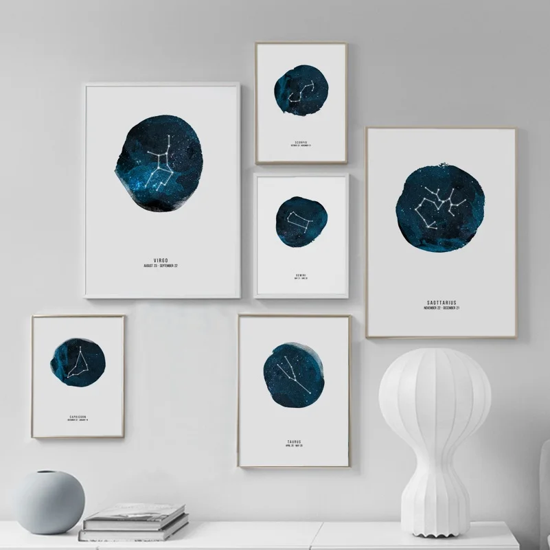 Astrology Twelve Constellation Sky Star Nordic Posters And Prints Wall Art Canvas Painting Wall Pictures For Living Room Decor