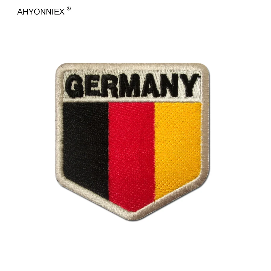 AHYONNIEX-Parches de Bandera de País de Alemania, Francia, Portugal, Inglaterra, escudo, brazalete especial con personalidad, pegatinas de mochila,