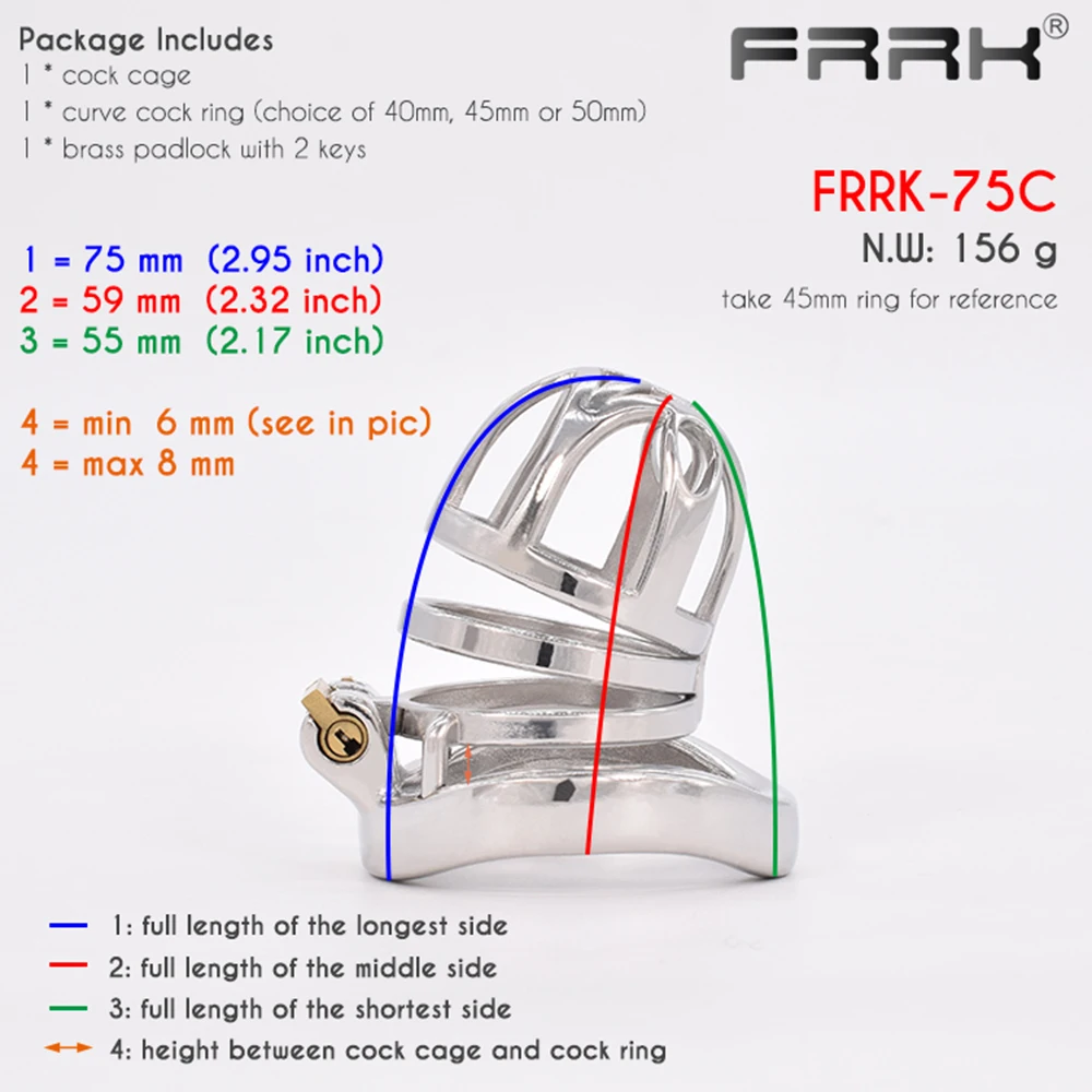 FRRK Male Chastity Devices Metal Cock Cage Kit Steel Fetish Sex Toys Penis Rings Bondage Belt Set Keuschheitsgurtel BDSM Lock