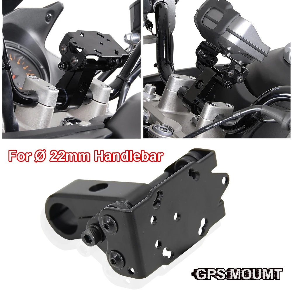 New Motorcycle Accessories Black For Ø 22mm Handlebar GPS Mount With Handlebar Clamp Phone Bracket Holder