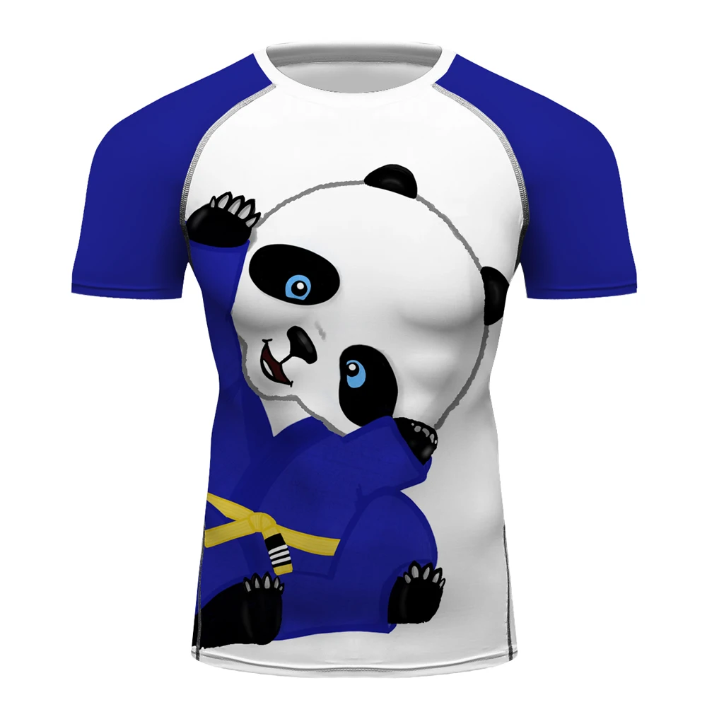 

Mens Cute panda Jiu jitsu Workout T-Shirt Breathable Rash Guards