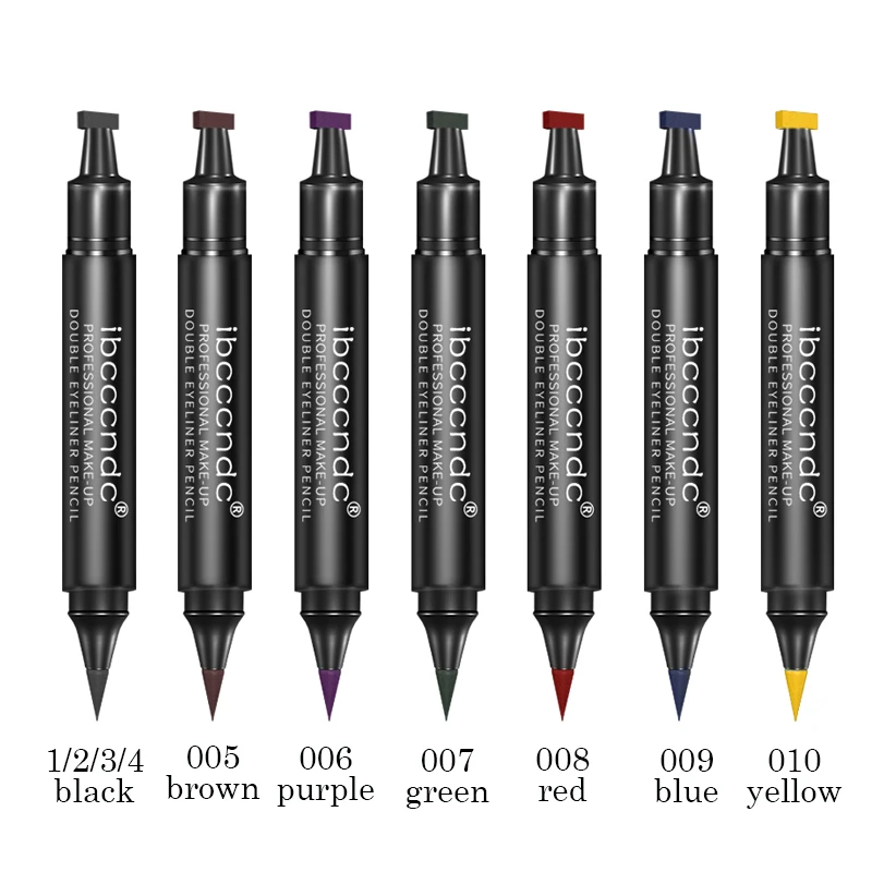 IBCCCNDC Brand Makeup Black Eye Liner Liquid Pencil Quick Dry Waterproof Black Double-ended Makeup Stamps Wing Eyeliner Pencil