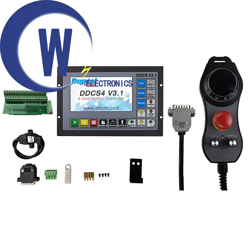 

Special offer DDCSV3.1 3/4 Axis 500KHz G-Code Offline CNC Controller +6 axis Emergency Stop Electronic Handwheel MPG