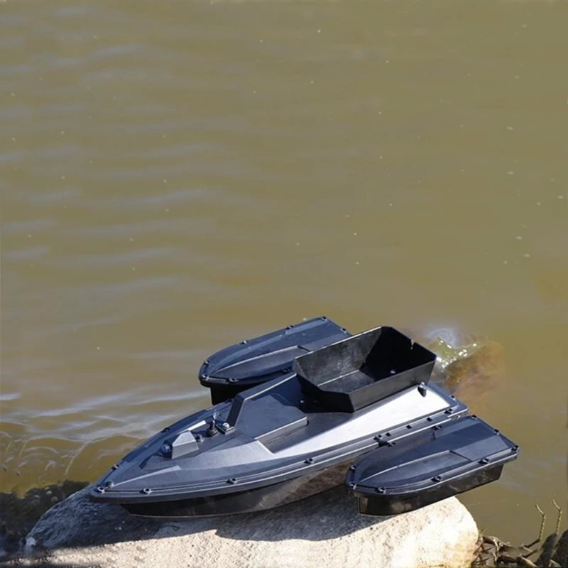 Barco de cebo de pesca RC completamente cerrado, 2 motores, barco de anidación, tolva de cebo única, boya independiente desmontable, luz nocturna, barco RC