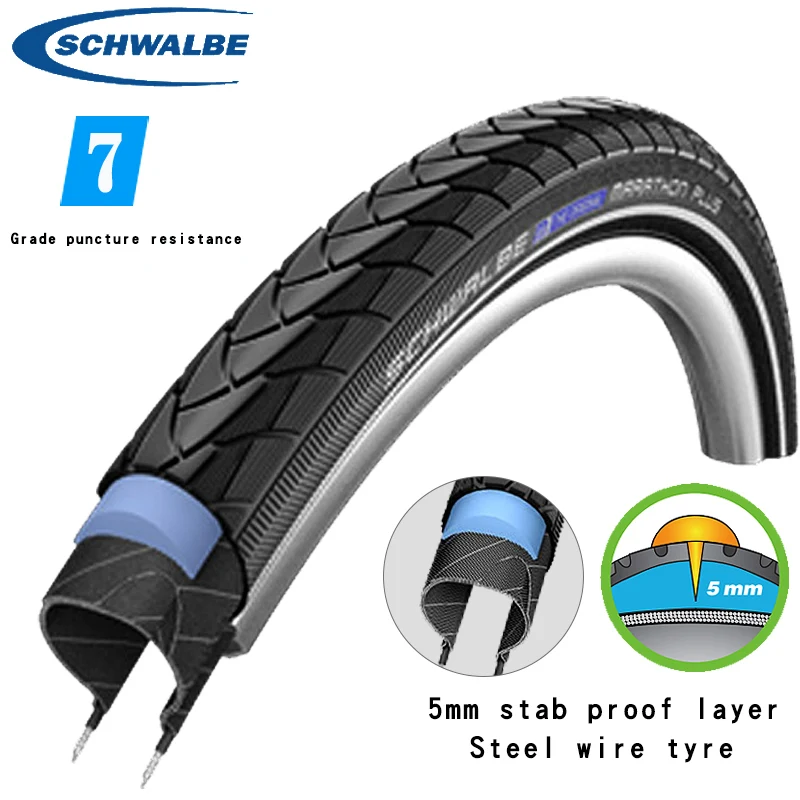 

Schwalbe marathon plus 700C steel wire stab proof tires 700*25C 28C 32C 35C 43C Mountain Travel tire