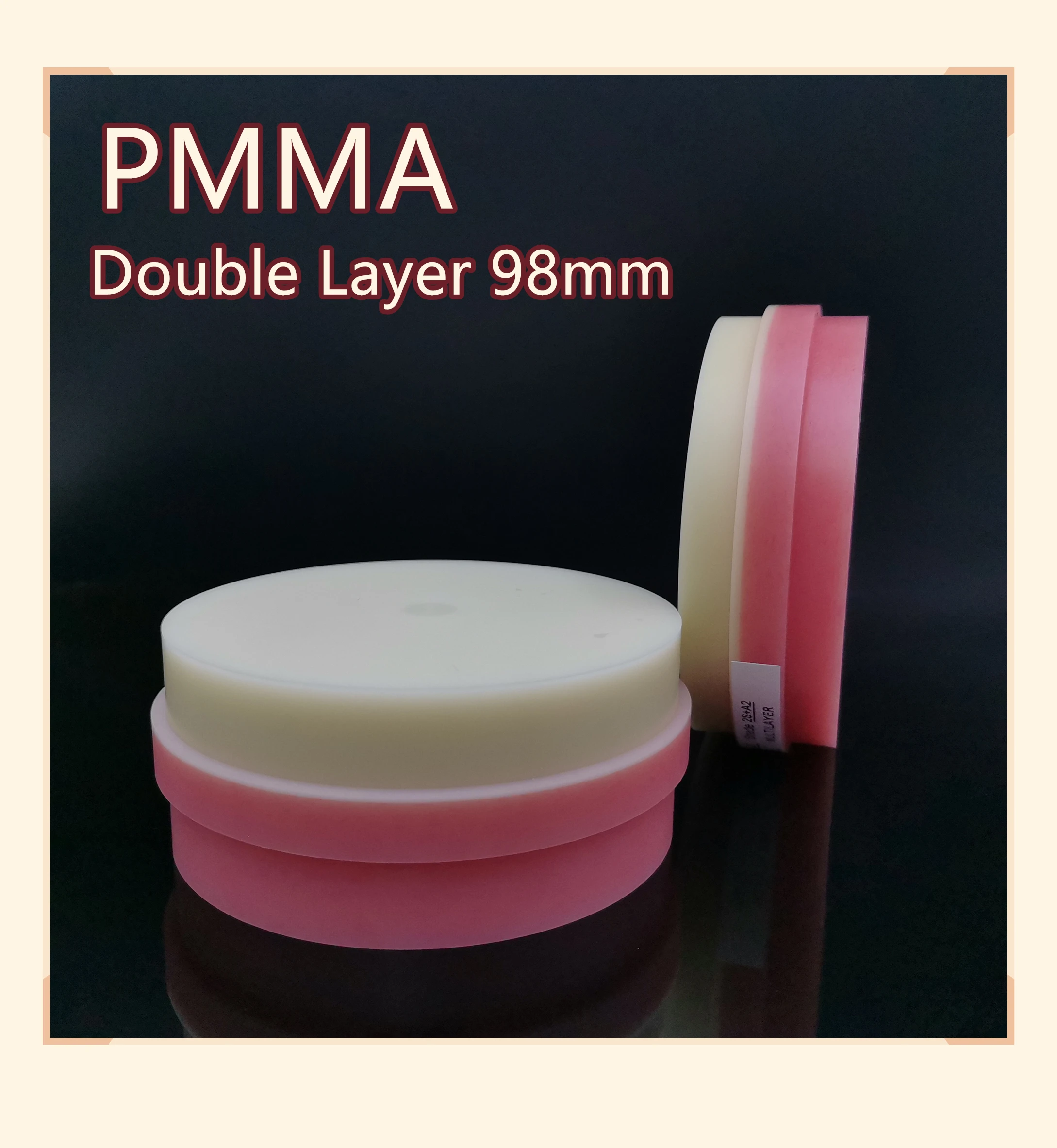 

Double Layer PMMA 98mm,Vita 16 Shades+PINK Temporary Crown,Abutment Mold,25-40mm,OEM acceptable