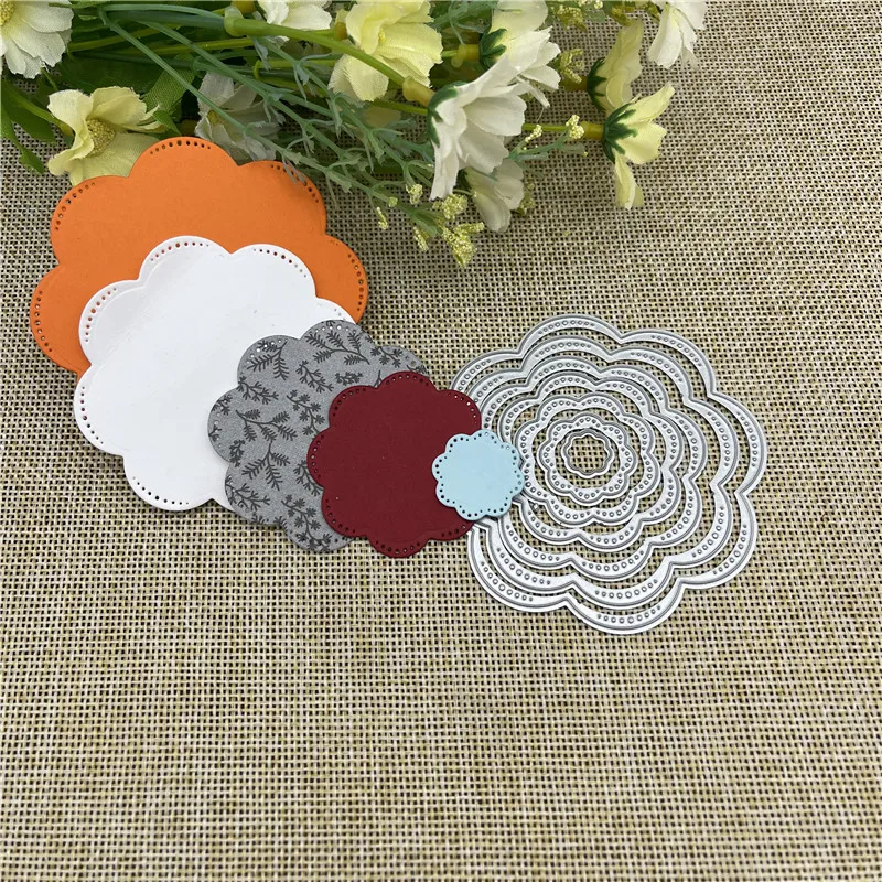 7pcs New Flower Shape Metal Cutting die keychain shaker Heart Paper Key Chain Scrapbook Paper Craft Card Punch Art Knife Cutter