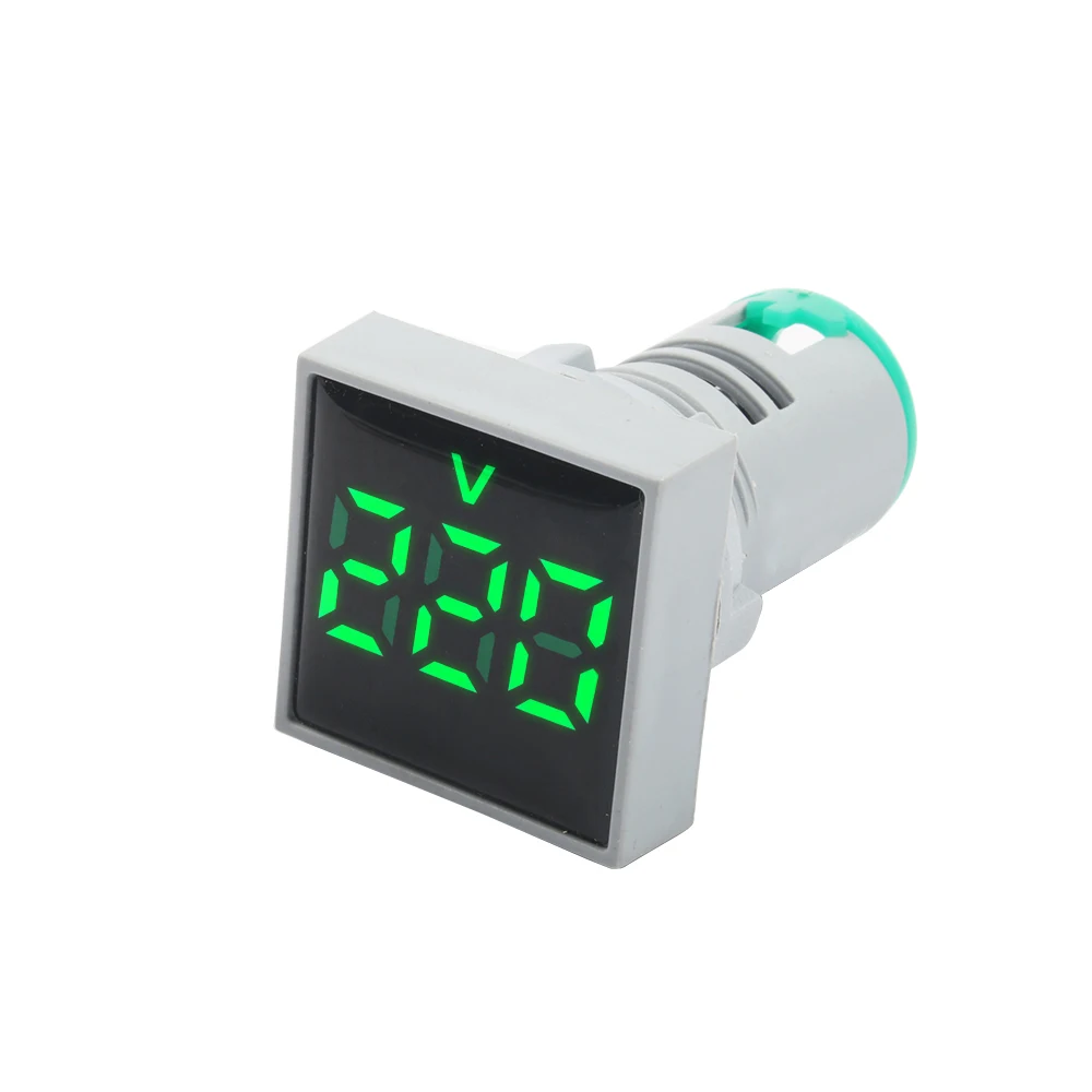 22mm AC60-500V LED Digital Square Round Voltmeter Voltage Meter Indicator Pilot Light Red Yellow Green Blue White Volt Tester