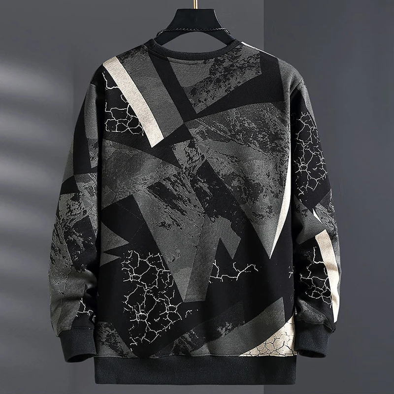 Autumn Winter Fleece Sweatshirts Men Plus Szie 9XL 10XL Sweatshirt Fashion Hip Hop Geometric Graffiti Pullover Male Baggy Tops