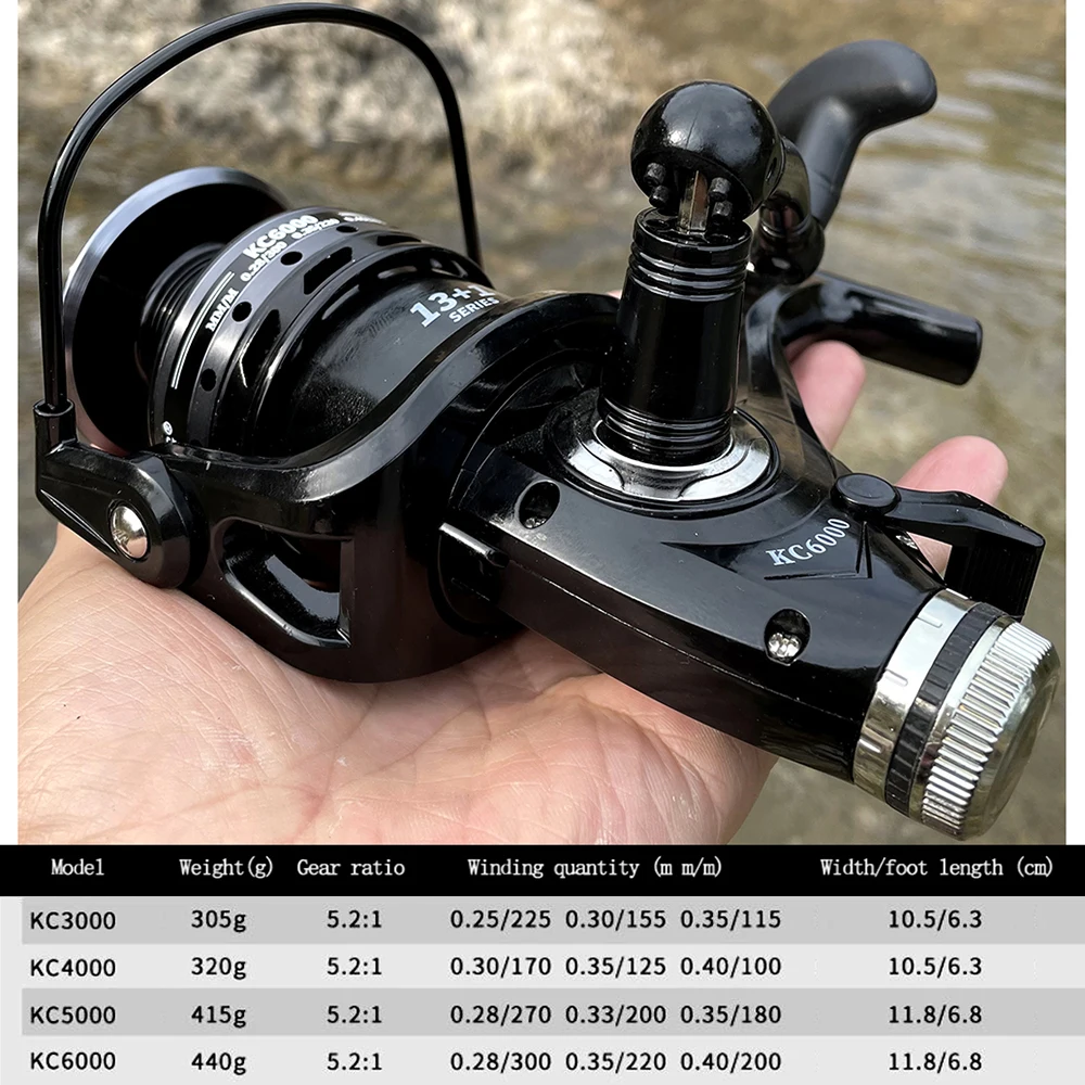 Spinning Fishing Reel 13+1 BB Left/Right Boat Rock Lure Fishing Dual Brake Wheel