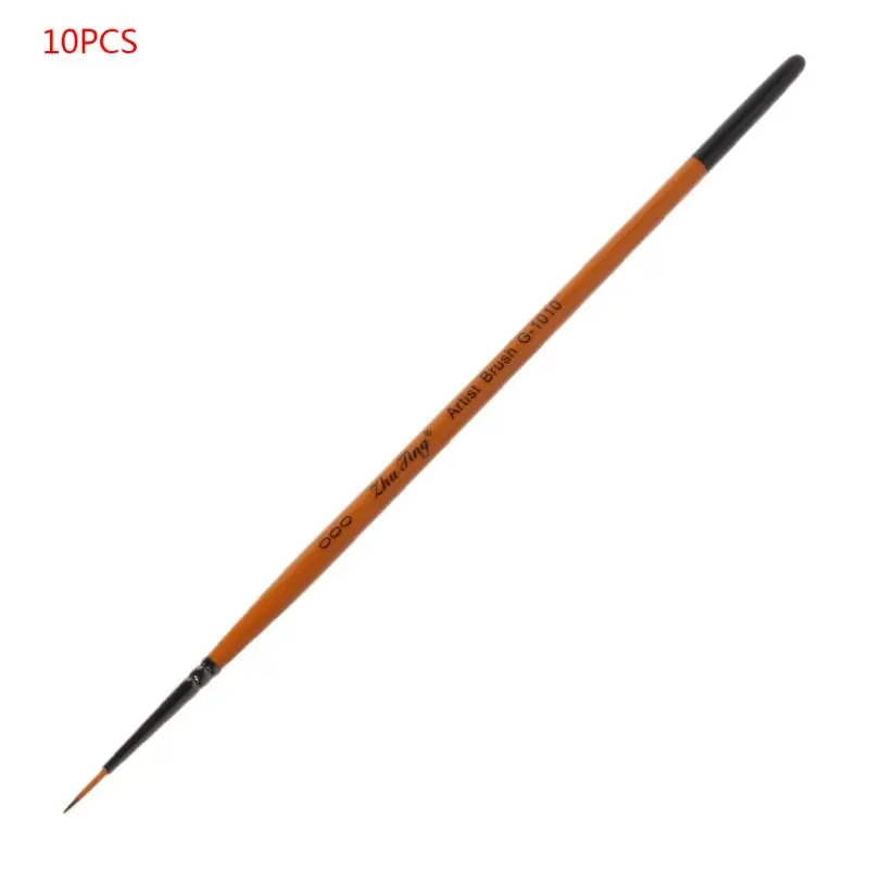 10pcs/set Fine Hand Detail Painted Thin Hook Line Pen Drawing Point Tip Nylon Brush Acrylic Painting Craft Art Supplies QX2B