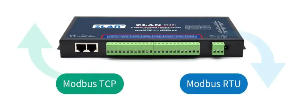 

ZLAN5843A 8 port RS232 RS485 to Ethernet converter multiple serial device server switch Modbus Gateway replace ZLAN5800/5840