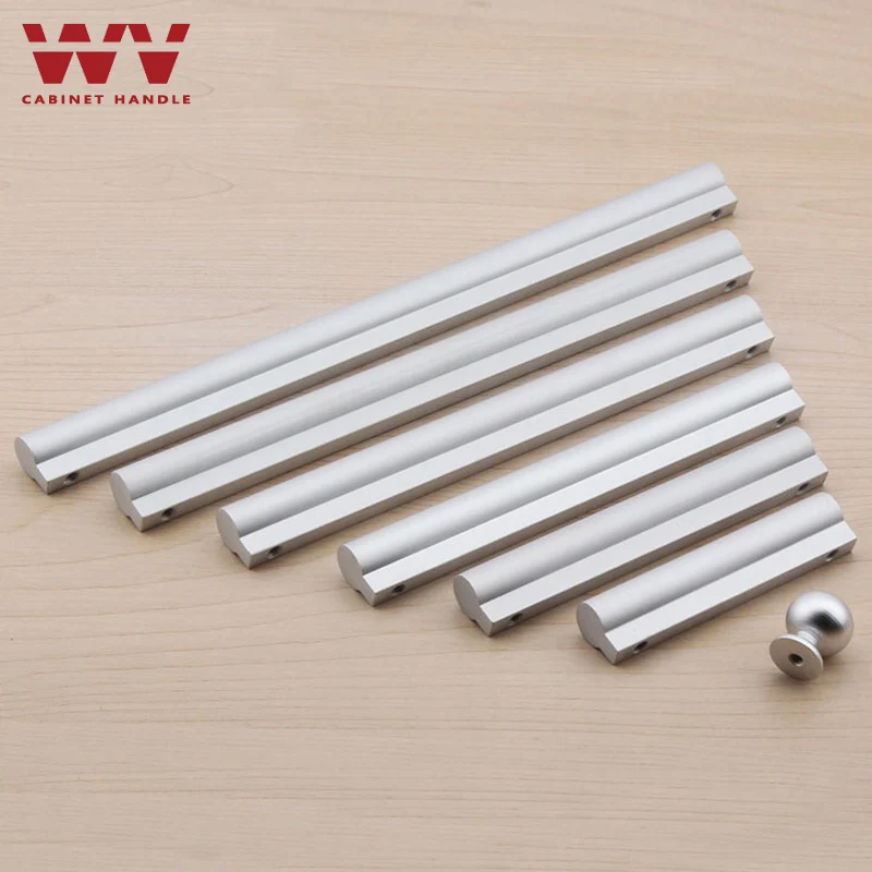 WV Round Handles Minimalist Silver Kitchen Cabinet Storage 64mm-224mm Dressers Door Knobs Drawer Door Single Hole Pulls Hareware