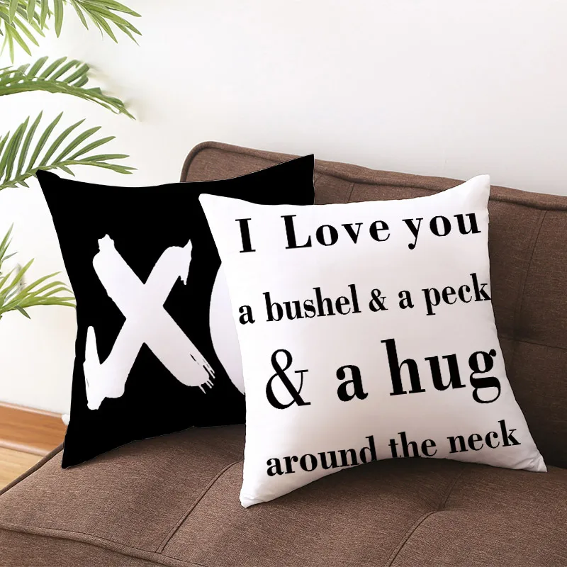 Letters Geometric Pillow Case Black White Alphabet Letter Throw Pillow Cover 45*45cm Decorative Pillowcases funda de almohada