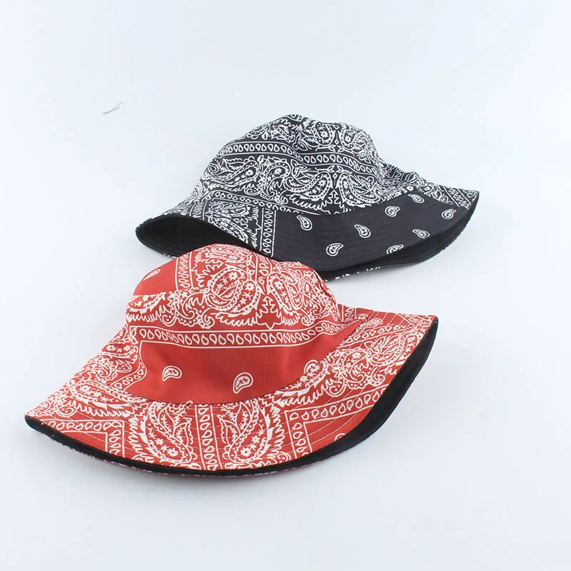 2022 New Fashion Vintage Print Bucket Hats Reversible Bob Chapeau Femme Hip hop Caps Gorro Men Fisherman Hat