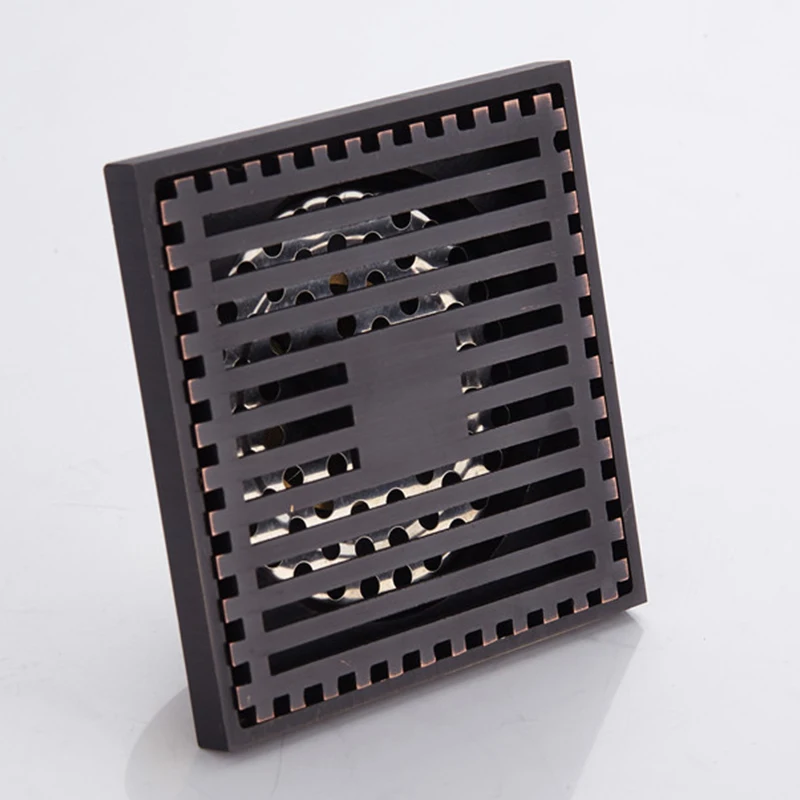 Toilet Shower Floor Drain Square Brass Black Bathroom Sink Floor Waste Grates Shower Linear Covers Tile Insert