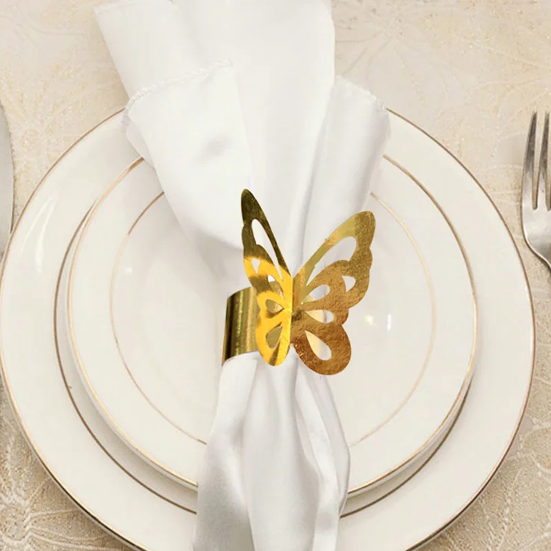 

50PCS Butterfly Laser Cut Paper Napkin Ring Napkin Buckle Holders Wedding Banquet Dinner Christmas Home Party Table Decoration