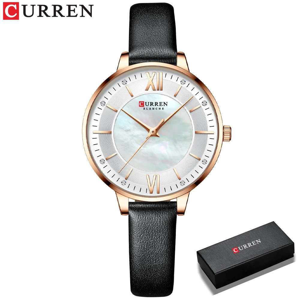 CURREN Marken-Damenuhren 2021, luxuriöse, elegante Damen-Armbanduhr mit Lederarmband, Königsblau, Часы Жukusadda 7