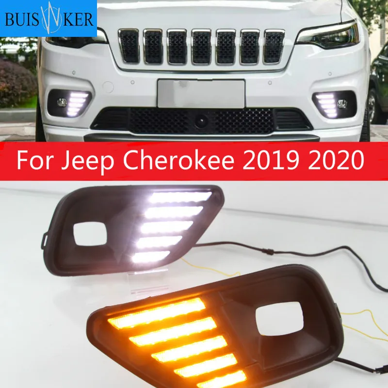 

1Set LED Daytime Running Light For Jeep Cherokee 2019 2020 Car Accessories Waterproof ABS 12V DRL Fog Lamp Decoration