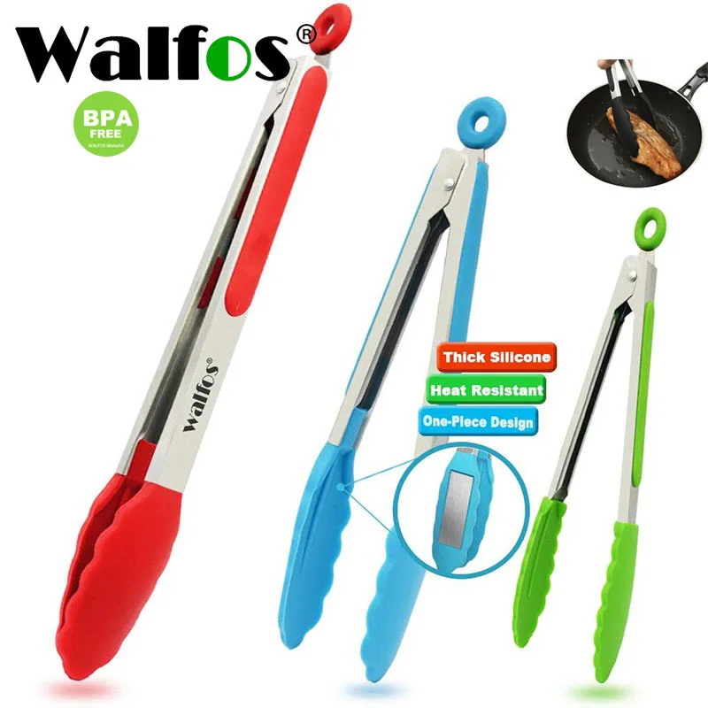 

WALFOS Food Grade 100% Silicone Food Tongs Kitchen Tongs Utensil Cooking Tong Clip Clamp Accessories Salad Serving BBQ Tools