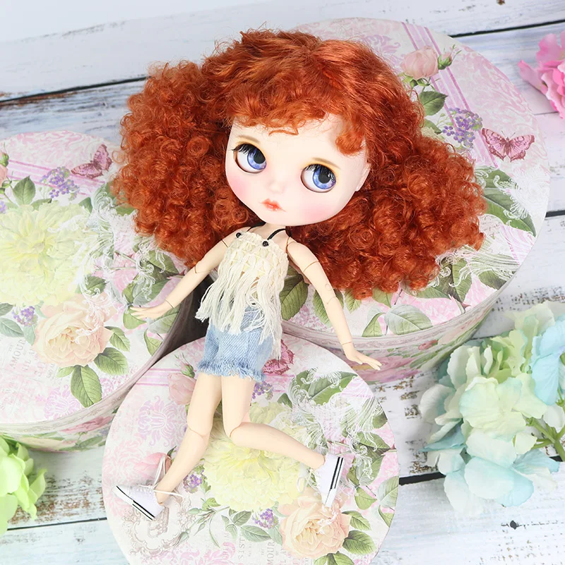 ICY DBS Blyth doll orange afro hair toys, With hand-painted face panels, long eyelashes and sleepy eyes BL2231/223