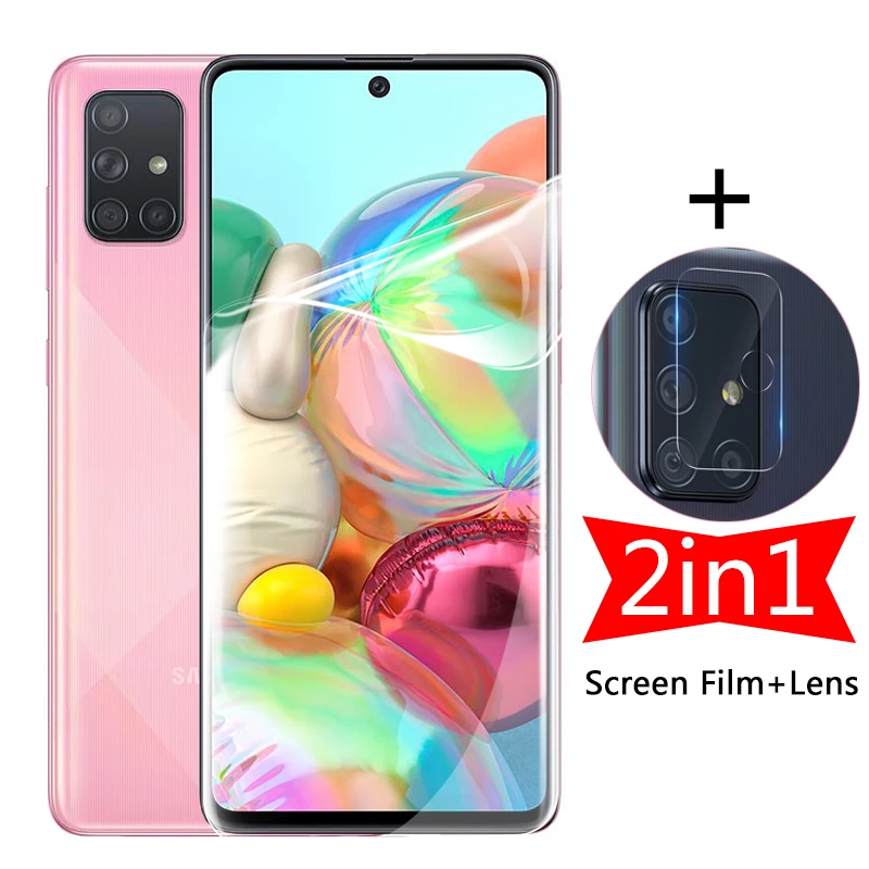 2 in 1 Screen Hydrogel Film on for Samsung Galaxy  A51 A71 A50 A30 A51 A31 A21s A 71 4G 5G Camera Protector Not Protective Glass