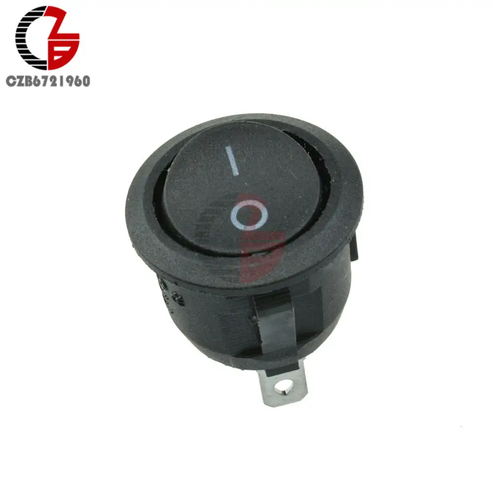 Mini 3Pin Round Push Button Switch On-Off SPDT Toggle Rocker Switch Red LED Light Indicator Embedded 6A 250V 10A 125V AC