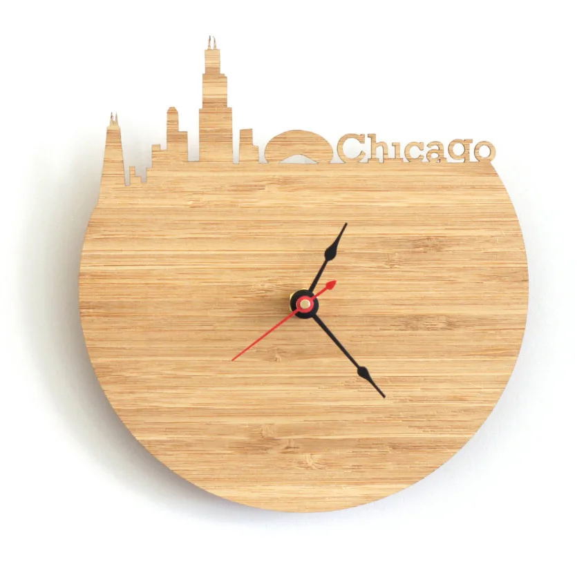 Chicago Skyline Wall Clock Living Room Office Wall Wall Table Quartz Clock City Silhouette