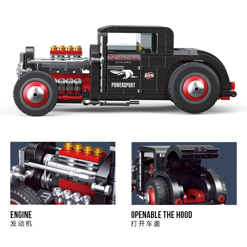 DECOOL 2in1 Vintage Car Classic Cars Hot Rod Convertible Ford Coupe Bricks Model Building Blocks Toys For Boy Christmas Gifts