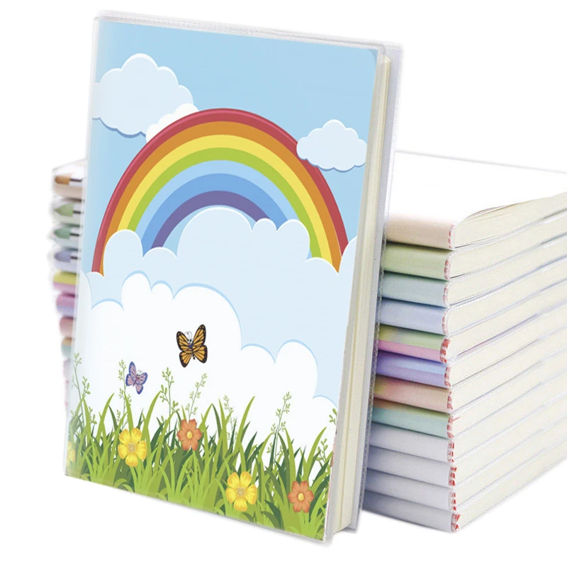 

Colorful Belt Rainbow Writing Notebook Plant Flowers Chrysanthemum Strawberry Cover Sun Blue Sky Cloud Space Notepad Rosalind