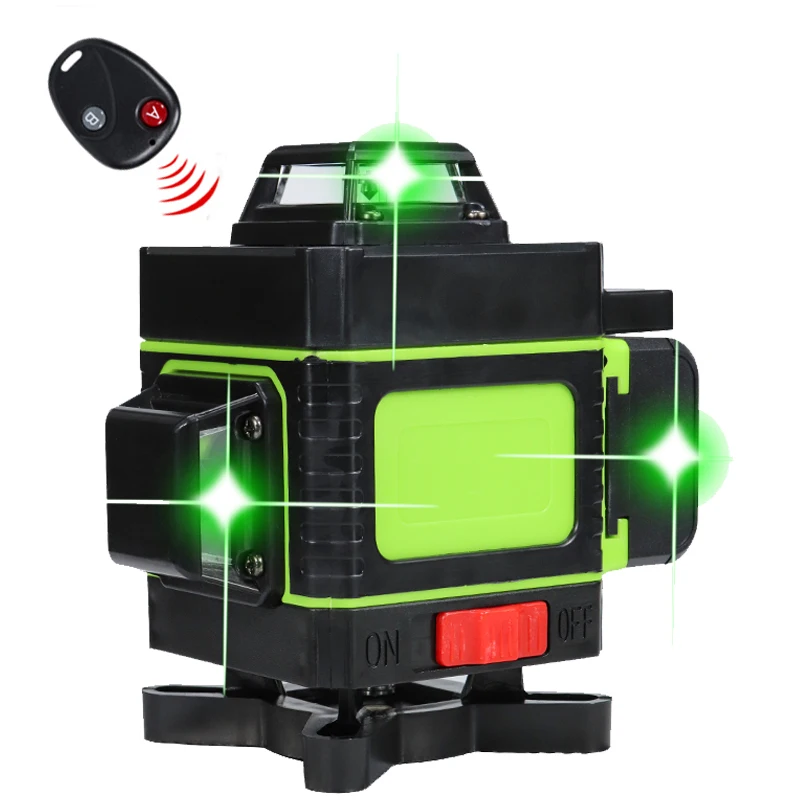 Laser Level 12/16 Lines 4D Green Laser Level Horizontal And Vertical Cross Line With Auto Self-Leveling Indoors and Outdoors New