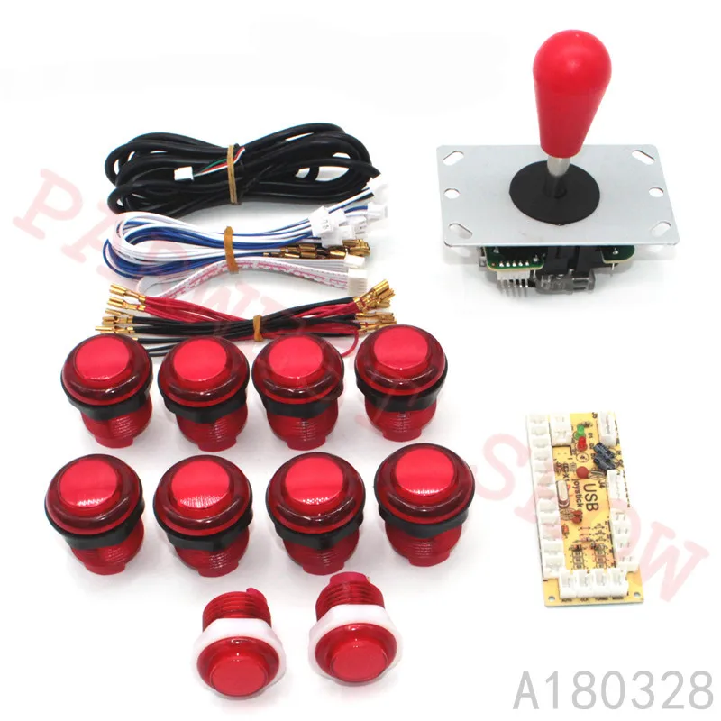 

DIY Arcade game parts Zero Delay Arcade DIY Kit USB Encoder +Sanwn Joystick with Crystal Ball+Illuminted Push Buttons+LED cables