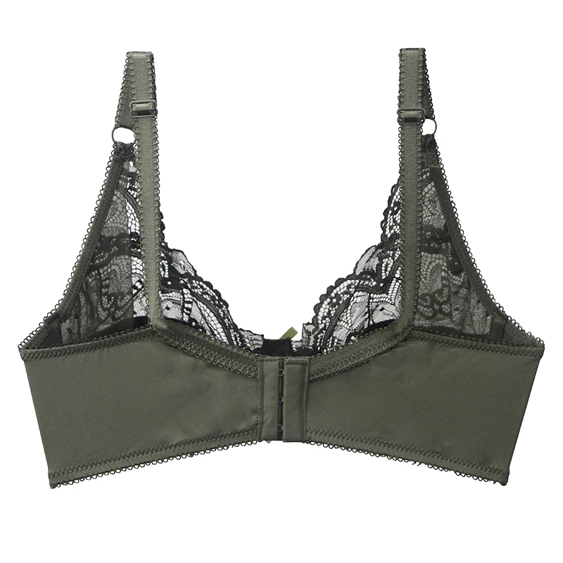 2022 New Women Lace Push Up Bras Ultra-thin Perspective Bralette Deep V Lingerie BH Tops Plus Size BCDE Cup Underwear