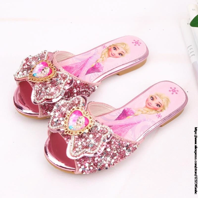 Disney Kids Slippers New Summer Frozen Elsa Boys Girls Slippers Non-slip Children Beach Shoes Baby Home Sandals Kids Flip Flops