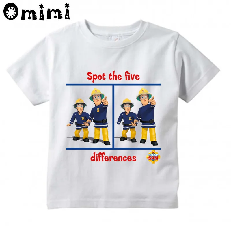 Sam Fireman Firefighter Design T Shirt Boys/Girls Great Kawaii Short Sleeve Tops Children\'s Kids Funny T-Shirt,ooo3062