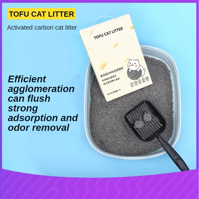 6L activated carbon tofu cat litter natural bean dregs corn starch bentonite double deodorizing fast clumping easy cleaning