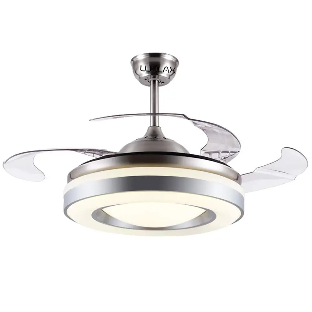 42” Modern Ceiling Light with Fans LED Chandelier Remote Control Retractable Blades 3 Speeds 3 Color Changes Lighting Fixture