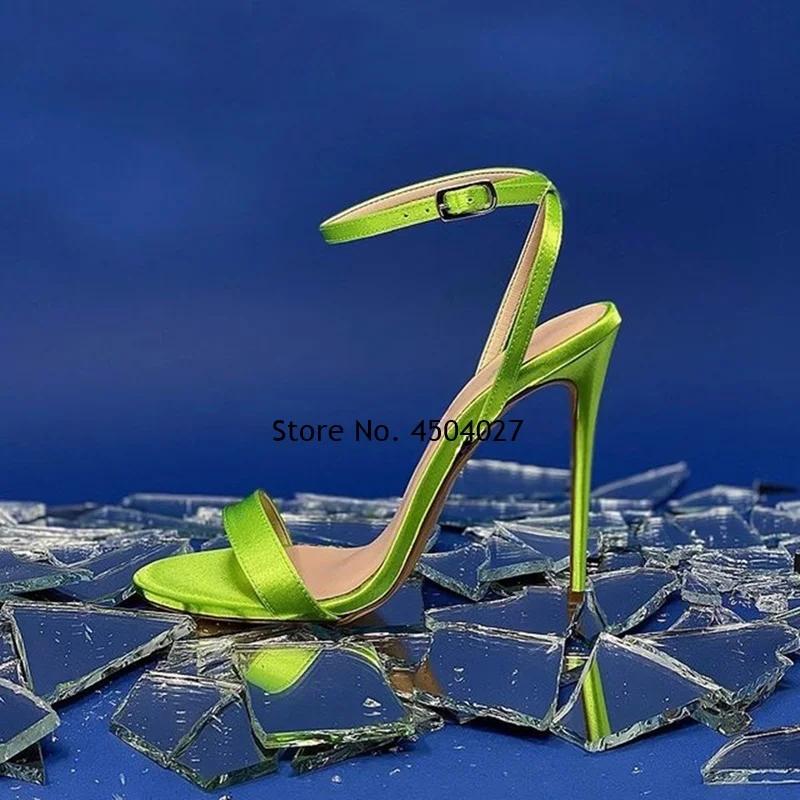 Fashion Ankle Buckle Single Strap Women\'s Sandals Pointed Toe Stiletto Heels Dress Shoes