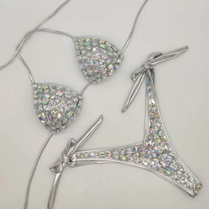 2020 venus vacation new bandage swimwear sexy women bikini set diamond rhinestone bathing suit beachwear