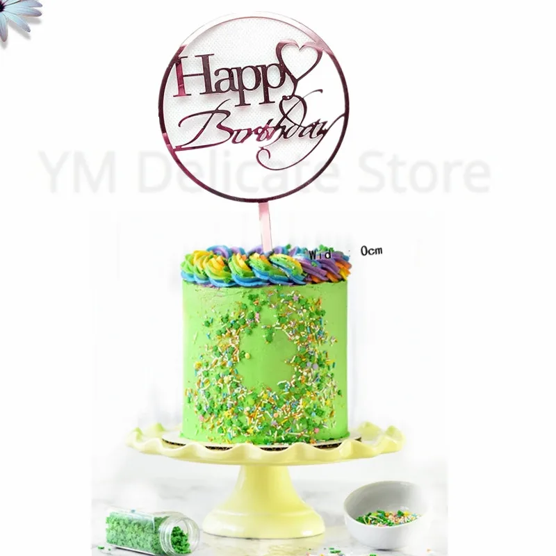 Gold Silber Alles Gute zum Geburtstag Kuchen Topper Acryl Klassische Geburtstag Cupcake Topper Dessert Dekoration für Baby Dusche Kuchen Liefert