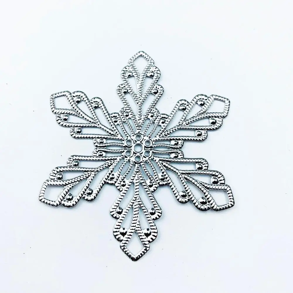 10 sztuk/partia 70mm Snowflake metalowe filigranowe kwiaty kromka Charms baza ustawienie biżuteria DIY komponenty ustalenia — zdjęcie 4