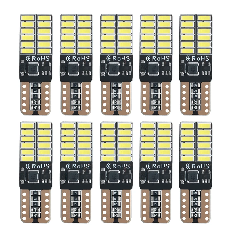10X T10 LED Bulb Canbus 5W5 Car W5W LED Signal Light 12V 6000K Auto Wedge Side interior Dome Reading Lamps 4014 24SMD White Red: Recensione e Valutazione
