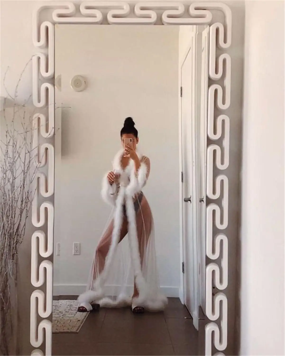 Sexy Illusion Pajamas Women Sleepwear Colorful Tulle Illusion Homewear Bridal Gowns Custom Made Party Pajama