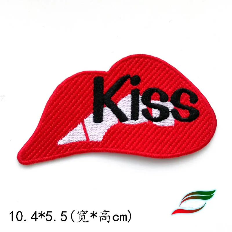 Adhesive embroidery DIY cloth stickers punk lips red tongue KISS clothes patch stickers   accessories   stickers A210