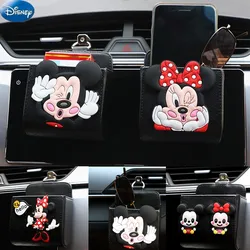 Disney Mickey Minnie Car Storage Bag  PU Mickey Mouse Storage Box Glasses Mobile Phone Stand Accessories Anime Toy Figure Gifts