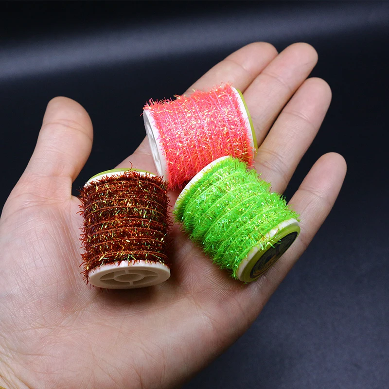 Royal Sissi new developed 10 spools set pearlescent cactus chenille salmon&steelhead streamer fly flash body fly tying materials